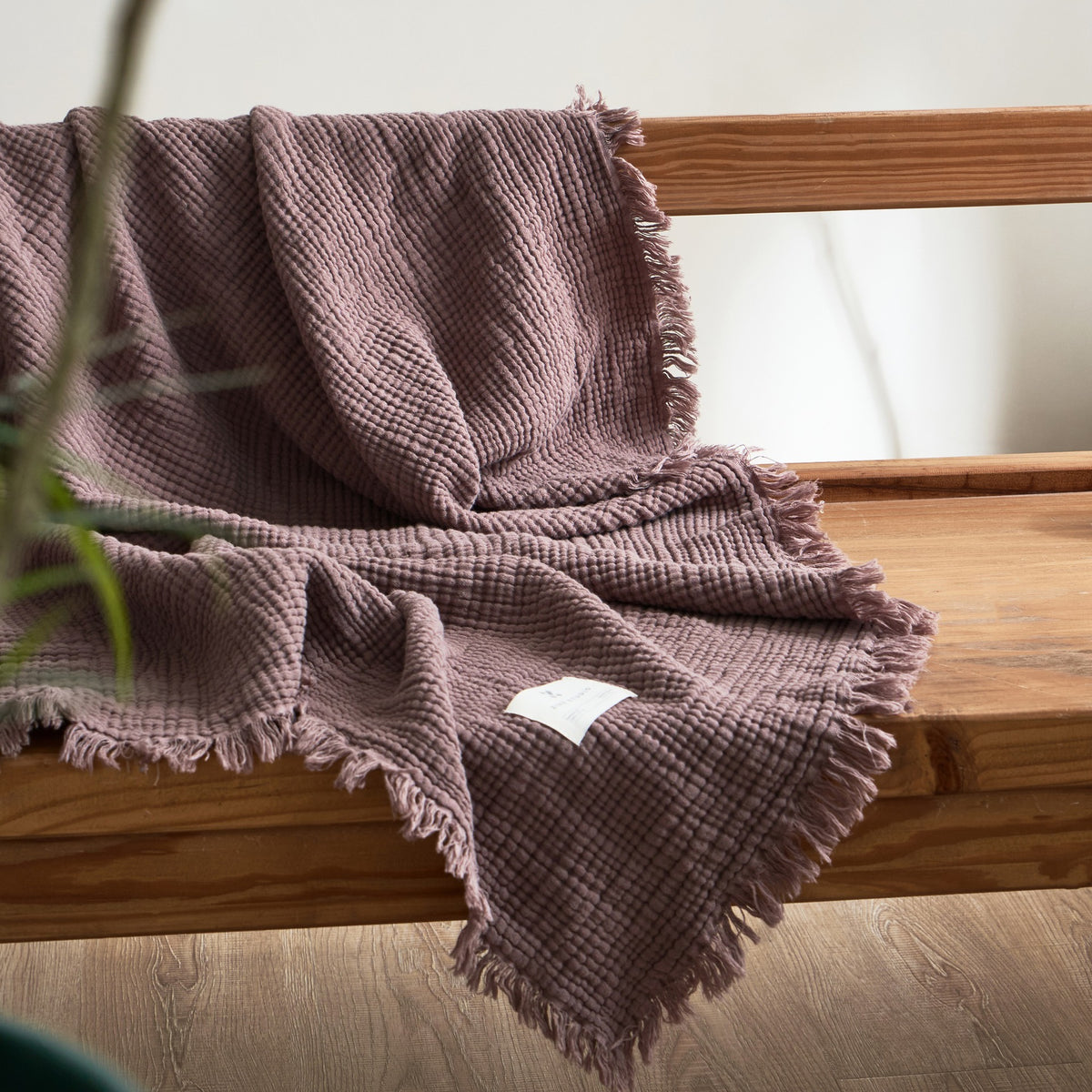 Plaid en coton quatre épaisseurs à franges – photo 4