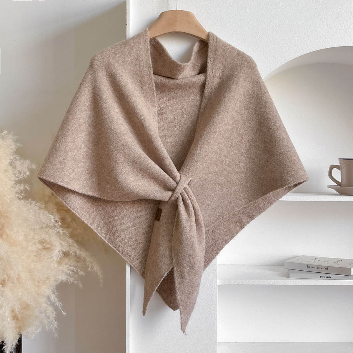 Châle triangulaire uni pour femme – photo 5